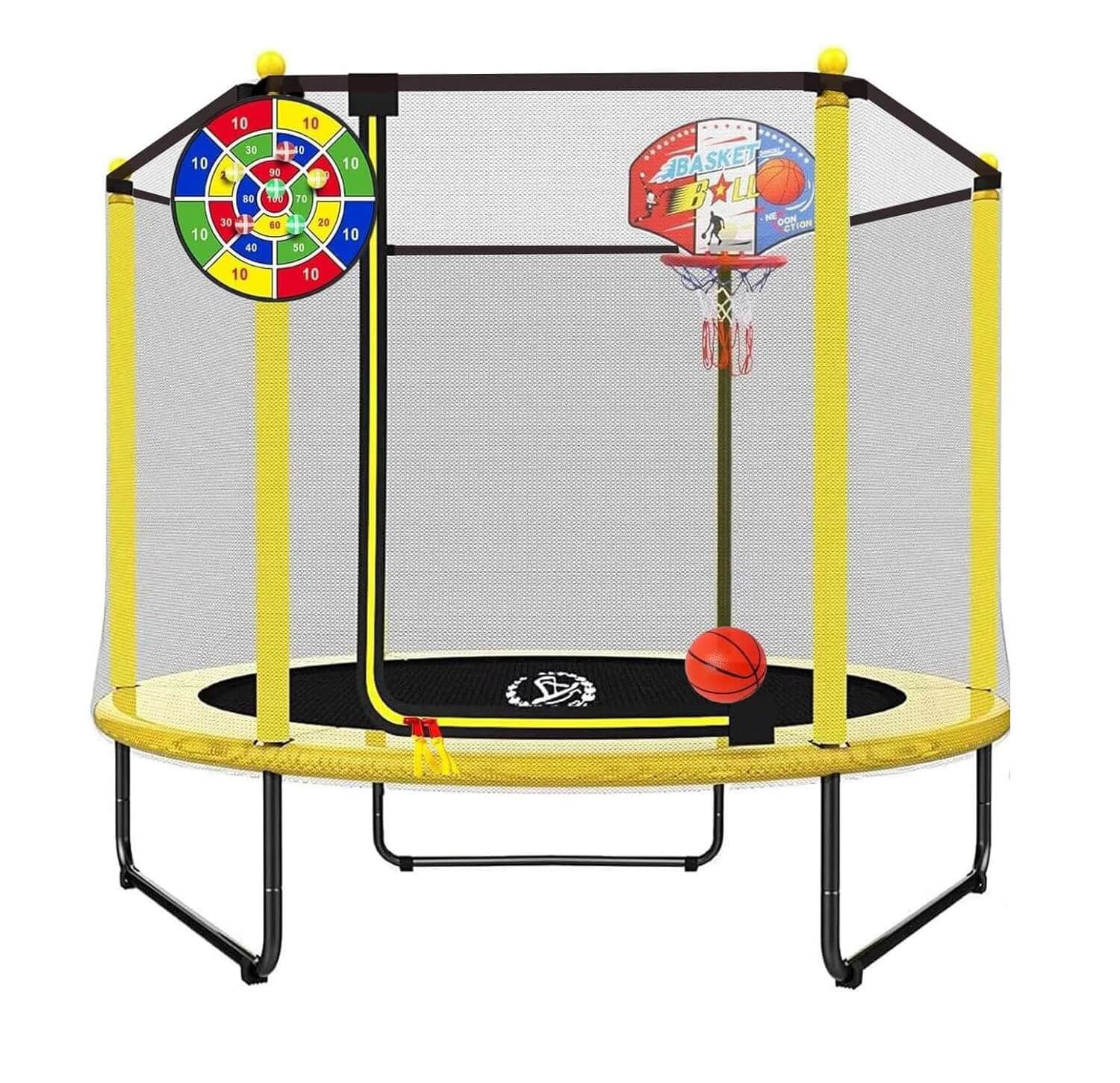 kids trampoline yellow and black, 5ft