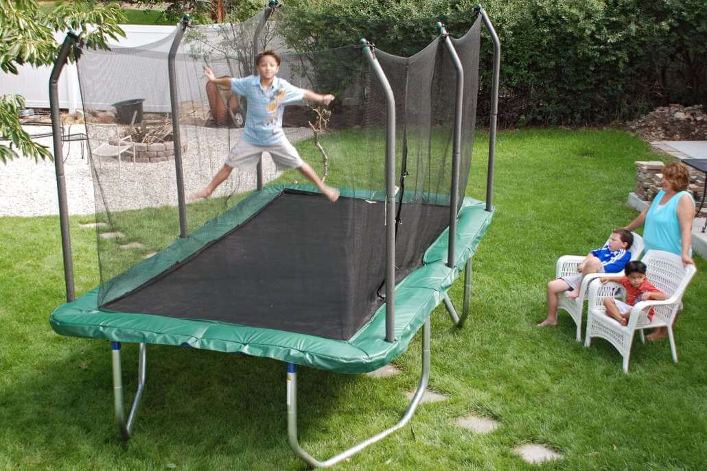 Skywalker outdoor rectangular trampoline -green without basketball hoop