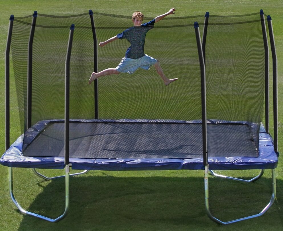 skywalker 14 ft square trampoline outside