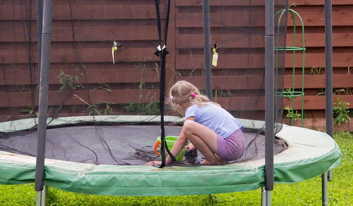 Children safety while jumping on trampoline