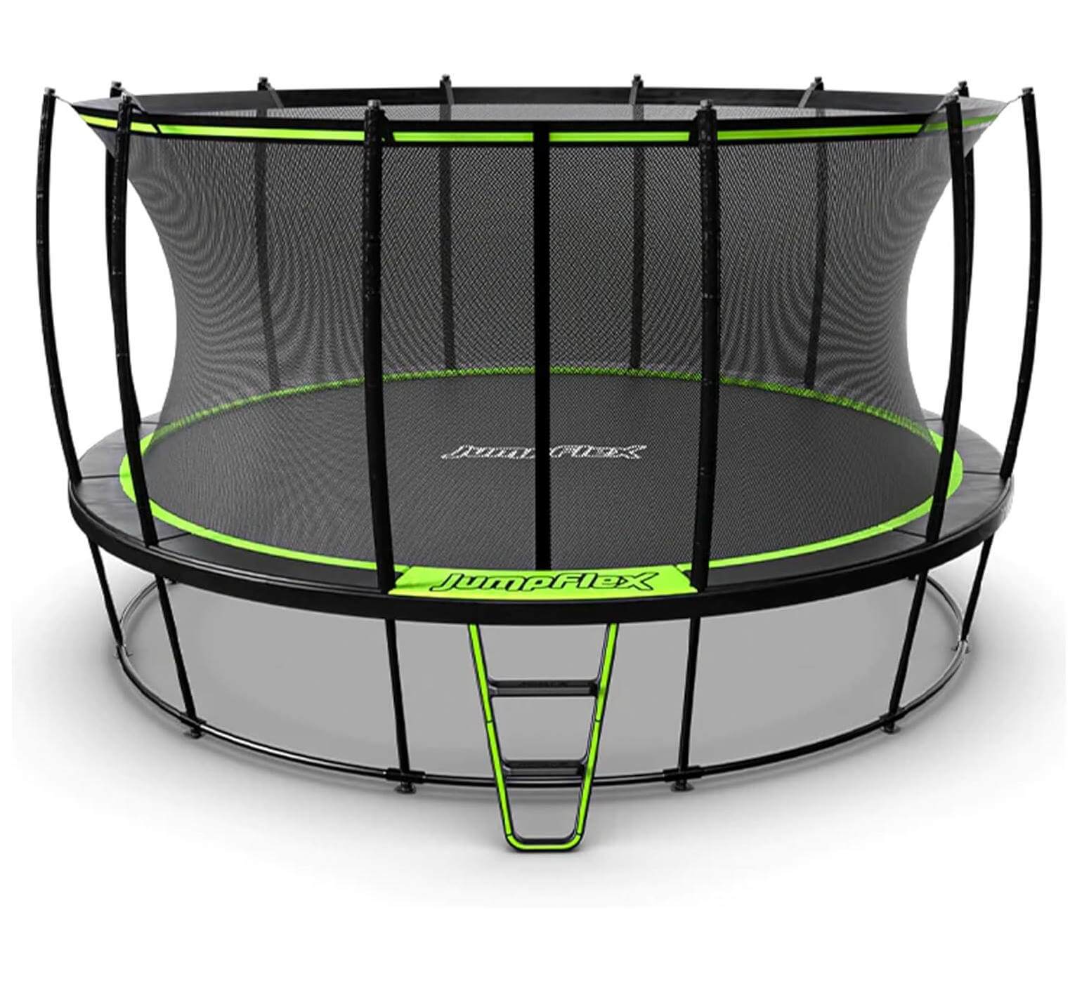 jumpflex outdoor trampoline in green and black, 15ft